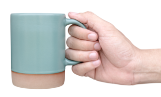 mano sostener verde café taza png