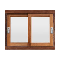 Mock up brown wooden slide window frame png