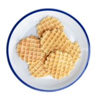 Top view many waffle on dish png