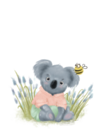 Cartoon animal illustration, cute koala png