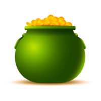 Green pot full of golden coins Free Png