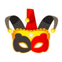 golden mask mardi gras with red and black feathers Free Png