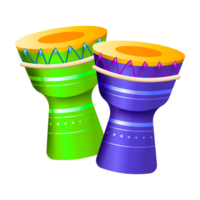 Funny and cute colorful Djembes in cartoon style Free Png