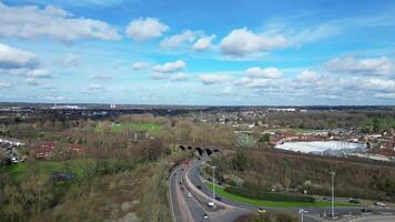 hoch Winkel Aufnahmen von die meisten schön zentral Watford Stadt von England Vereinigtes Königreich. März 3., 2024 video