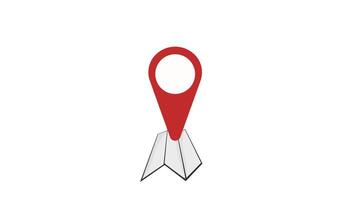 Animation of red map location pin, roadmap, 2d animation video