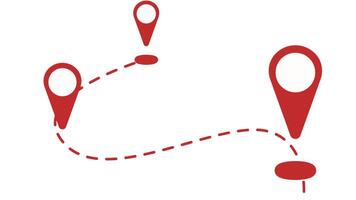 Animation of red map location pin, roadmap, 2d animation video