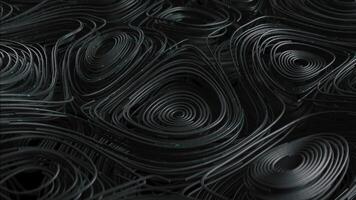 Black topographic circular lines with running matrix code video