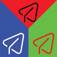 Telegram vector icon, Outline style, isolated on Red, Green and Blue Background.