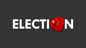 Chine drapeau avec élection texte sans couture boucle Contexte introduction, 3d le rendu video