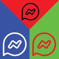 Messenger Vector Icon, Outline style, isolated on Red, Green and Blue Background.