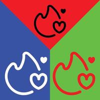 Tinder Vector Icon, Outline style, isolated on Red, Green and Blue Background.