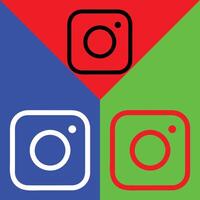 Instagram Vector Icon, Outline style, isolated on Red, Green and Blue Background.