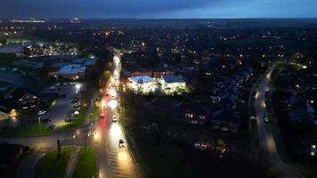 High Angle View of Illuminated Central Welwyn Garden City of England Great Britain at Night. March 1st, 2024 video