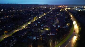 High Angle View of Illuminated Central Welwyn Garden City of England Great Britain at Night. March 1st, 2024 video