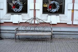 Vintage bench on the street. photo