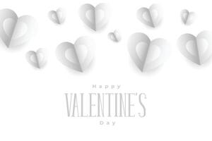 elegant white flying hearts for valentines day vector