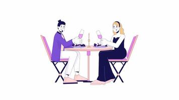 hétérosexuel couple sur romantique Date ligne personnages animation video