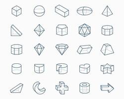 pack of 3d geometric shapes icon in line style vector