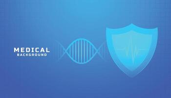 sci fi medical care background with protect shield and life dna design vector