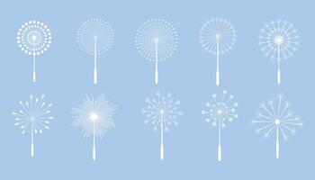 different style collection of ten dandelion seeds vector