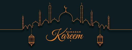 línea estilo Ramadán kareem bonito eid bandera diseño vector