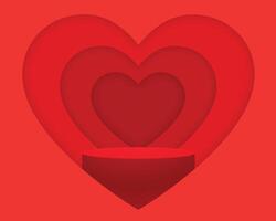 valentines day heart background with empty podium platform vector