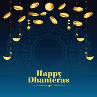 elegant happy dhanteras cultural background welcoming wealth and prosperity vector