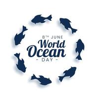 world ocean day event poster to protect underwater marine life vector