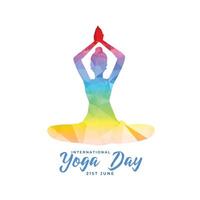 world yoga day background with colorful women doing meditation vector