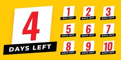 flat announcement days left yellow template for business promo vector