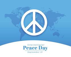 21st september international peace day event card with world map vector