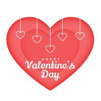 papercut valentines day eve background with hanging hearts vector