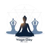 indian themed world yoga day background with women silhouette vector