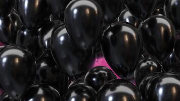 3d framställa ram av svart ballonger på en rosa bakgrund video