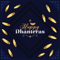 modern happy dhanteras greeting background worship ganpati and laxmi vector