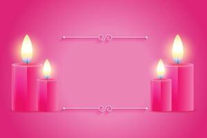 realistic burning wax candle background with text space vector