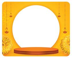shubh diwali festival background with 3d podium for product display vector
