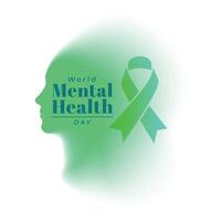 world mental health day concept poster with ribbon and human head vector