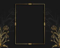 golden frame with decorative floral design in black background vector