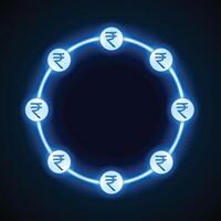 glowing neon digital rupee money concept frame vector