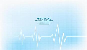 medical and health care blue background with cardio graph vector