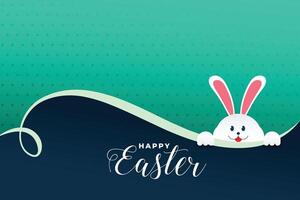 cute rabbit peeping out easter day background vector