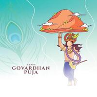 happy govardhan puja wishes card for worship and spiritual connection vector