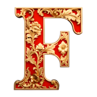 AI generated Red vintage alphabet on transparent background png