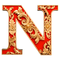 AI generated Red vintage alphabet on transparent background png