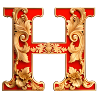 AI generated Red vintage alphabet on transparent background png