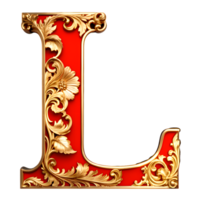 AI generated Red vintage alphabet on transparent background png