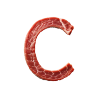 AI generated Raw meat alphabet on transparent background png