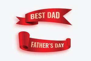 father's day and best dad red realistic ribbons set vector