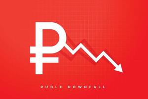 ruble currency downfall red background vector